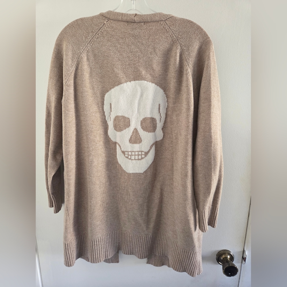 Sweet Romeo Tan Cardigan with Skull Design